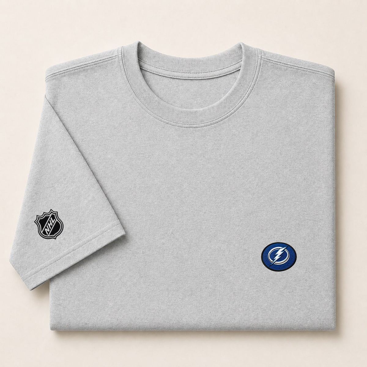 076 Tampa Bay Lightning Puff Embroidered Logo T-Shirt - Unisex Short Sleeve Tee