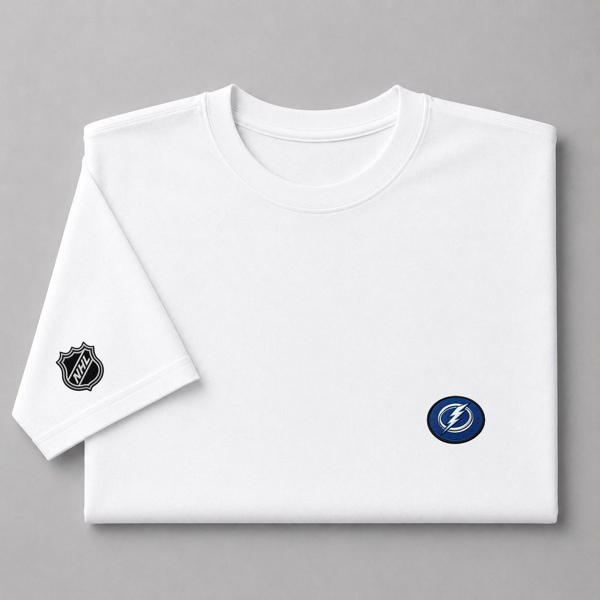 076 Tampa Bay Lightning Puff Embroidered Logo T-Shirt - Unisex Short Sleeve Tee