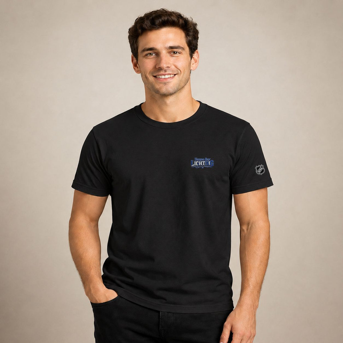 077 Tampa Bay Lightning Puff Embroidered Logo T-Shirt - Unisex Short Sleeve Tee