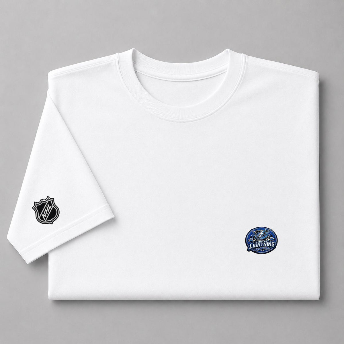 078 Tampa Bay Lightning Puff Embroidered Logo T-Shirt - Unisex Short Sleeve Tee