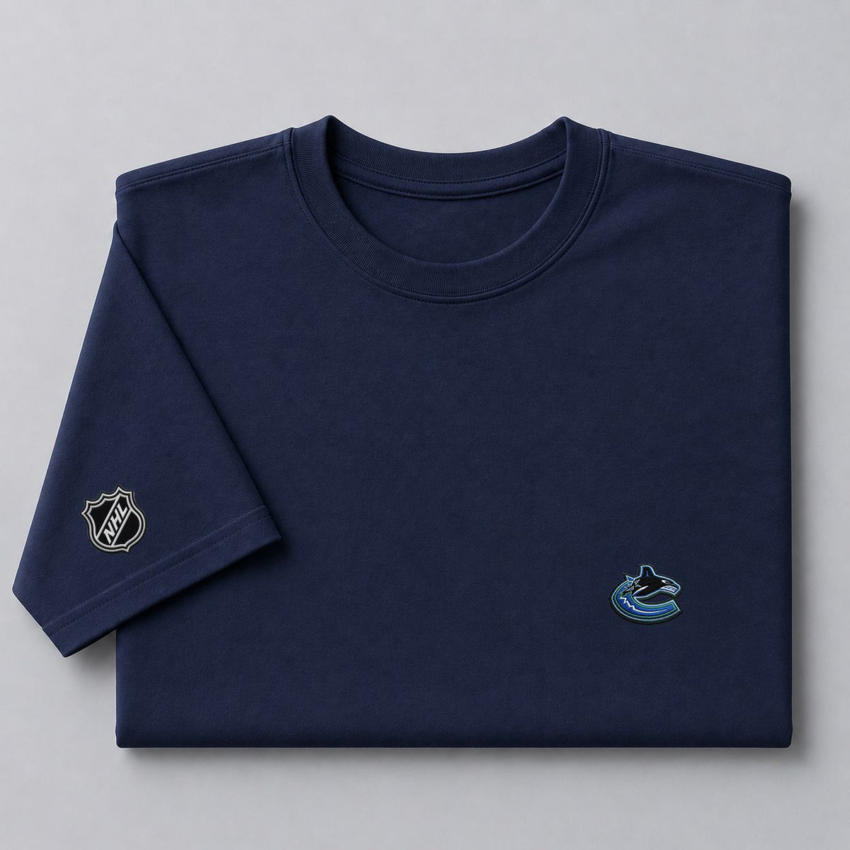 085 Vancouver Canucks Puff Embroidered Logo T-Shirt - Unisex Short Sleeve Tee