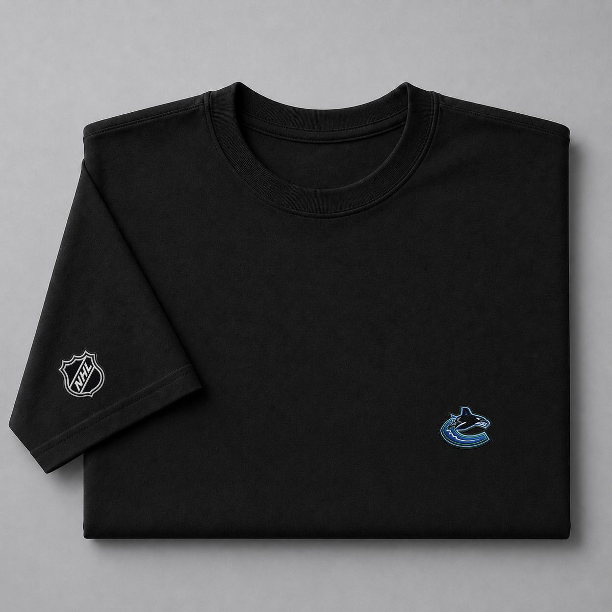 085 Vancouver Canucks Puff Embroidered Logo T-Shirt - Unisex Short Sleeve Tee