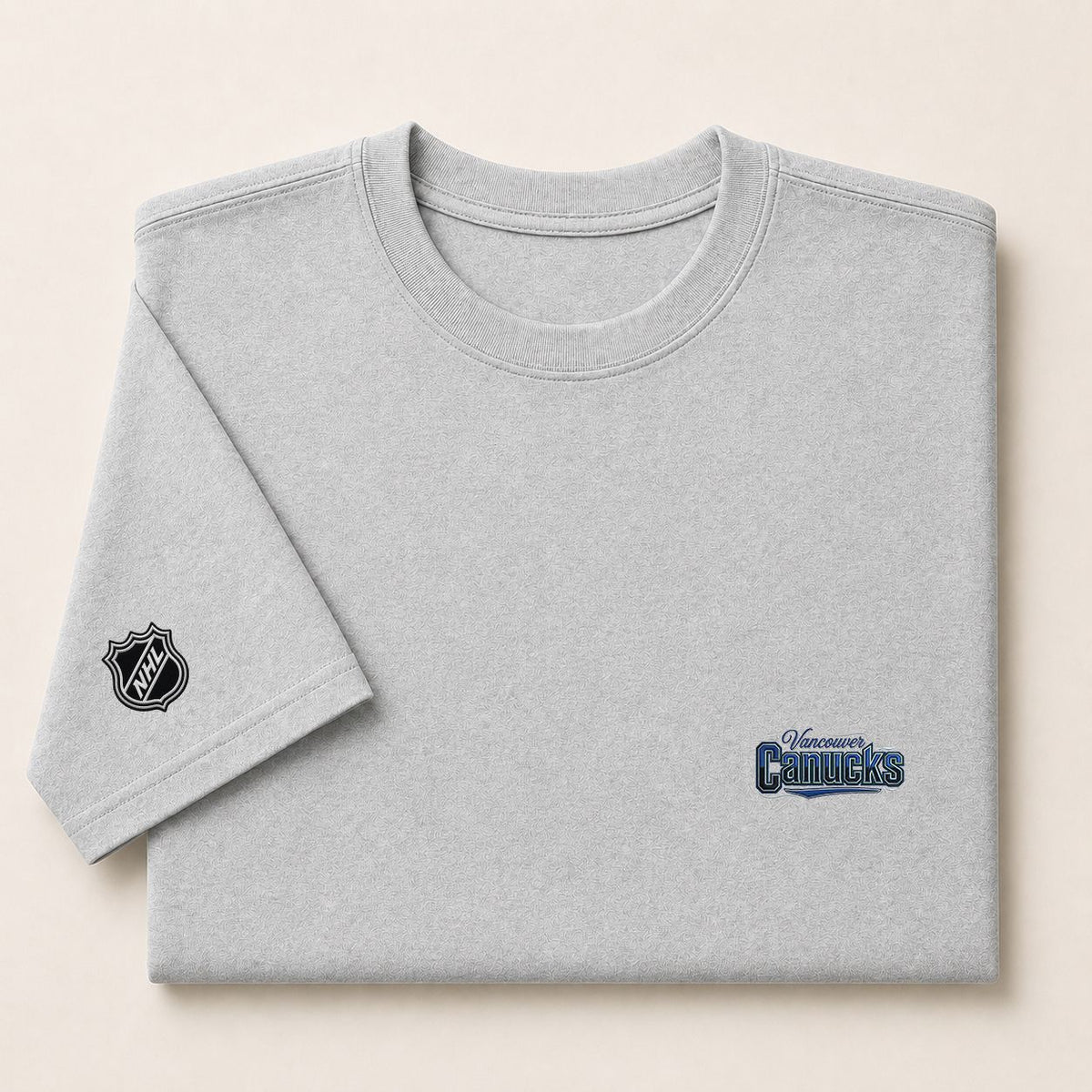 086 Vancouver Canucks Puff Embroidered Logo T-Shirt - Unisex Short Sleeve Tee