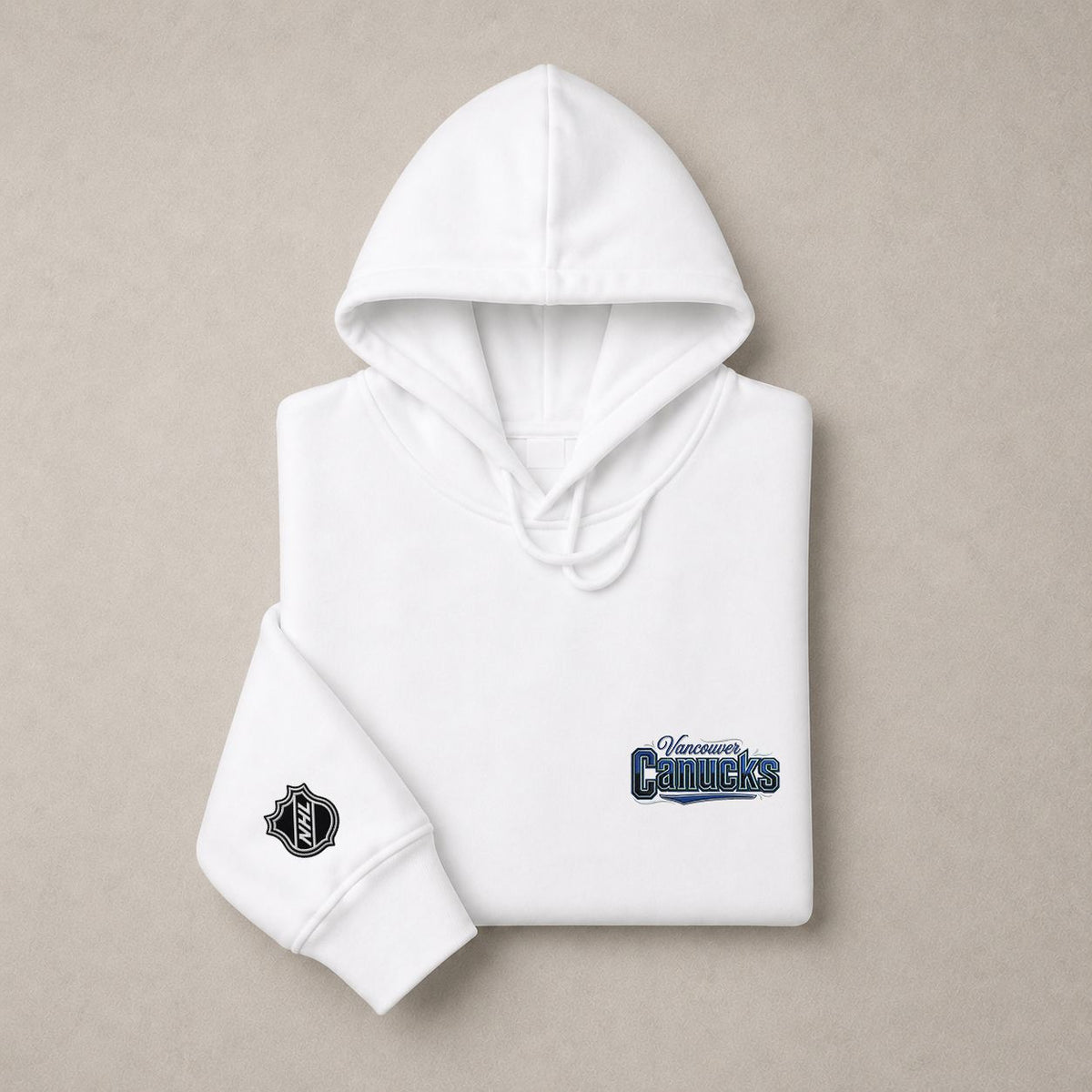 086 Vancouver Canucks Pullover Hoodie - Embroidered Logo Fleece Sweatshirt