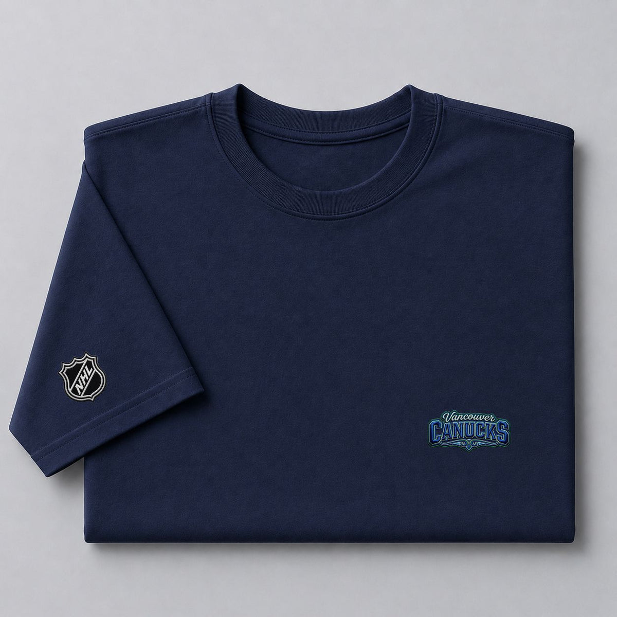 086 Vancouver Canucks Puff Embroidered Logo T-Shirt - Unisex Short Sleeve Tee