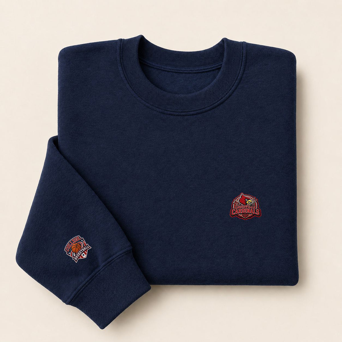 087 Louisville Cardinals Embroidered Logo Crewneck Sweatshirt - Unisex Adult Pullover