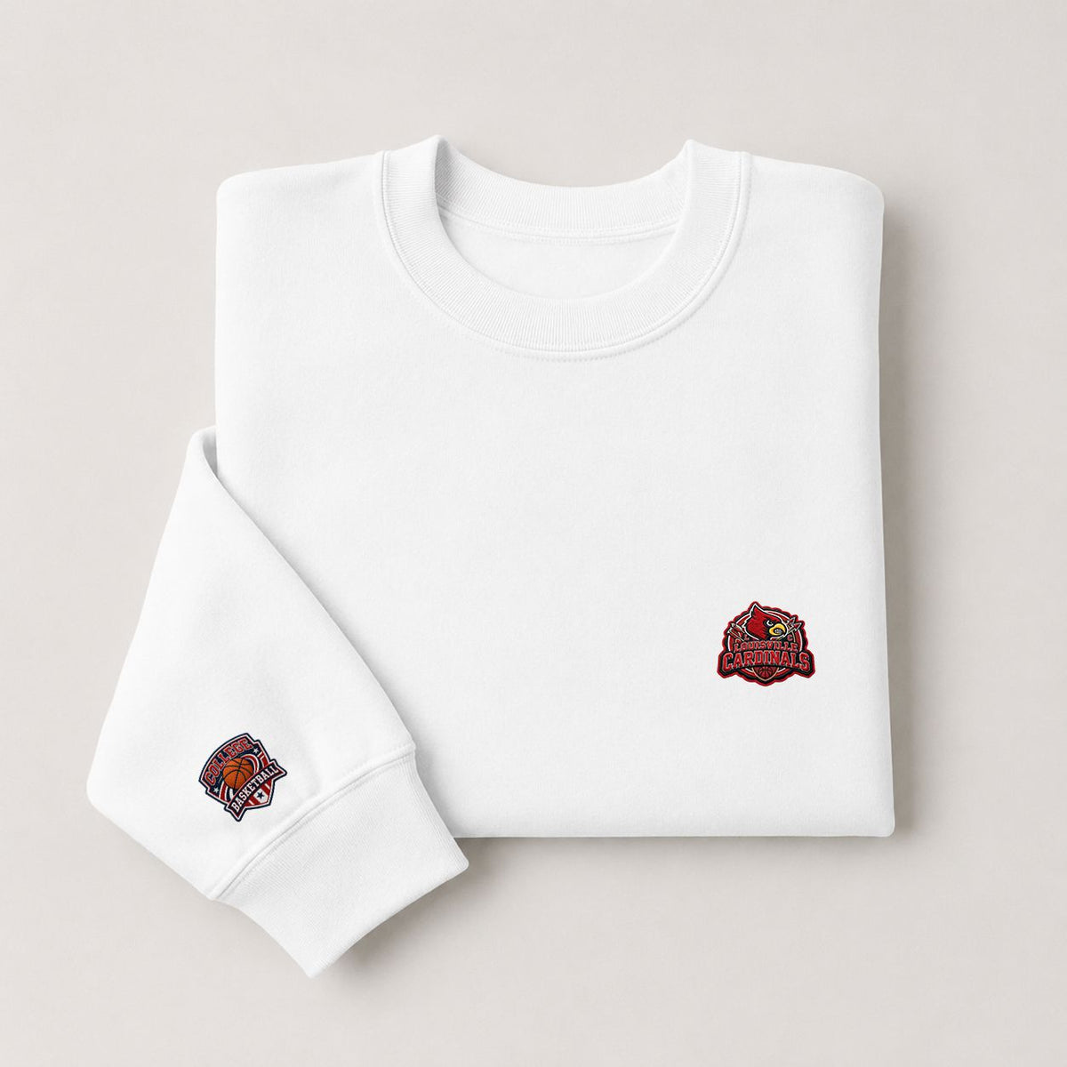 087 Louisville Cardinals Embroidered Logo Crewneck Sweatshirt - Unisex Adult Pullover