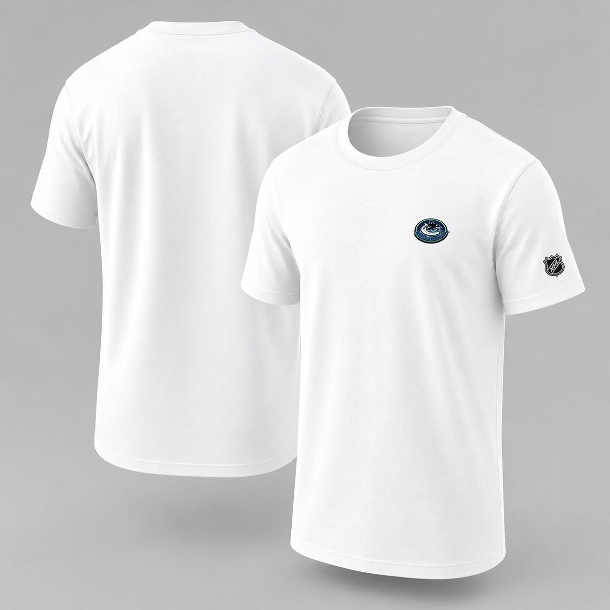 087 Vancouver Canucks Puff Embroidered Logo T-Shirt - Unisex Short Sleeve Tee