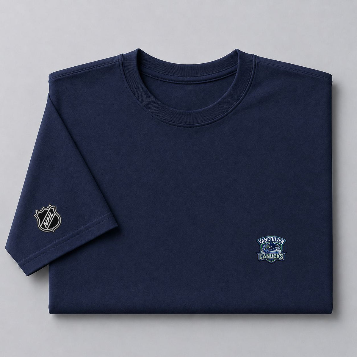 087 Vancouver Canucks Puff Embroidered Logo T-Shirt - Unisex Short Sleeve Tee