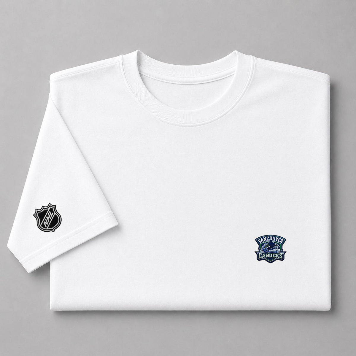 087 Vancouver Canucks Puff Embroidered Logo T-Shirt - Unisex Short Sleeve Tee