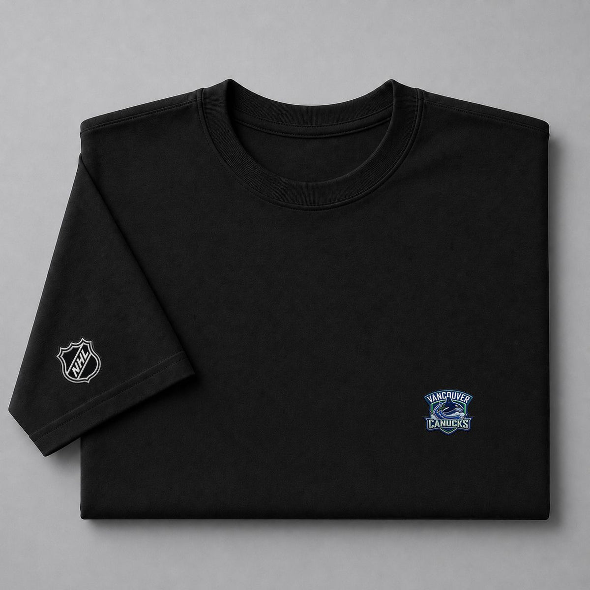 087 Vancouver Canucks Puff Embroidered Logo T-Shirt - Unisex Short Sleeve Tee