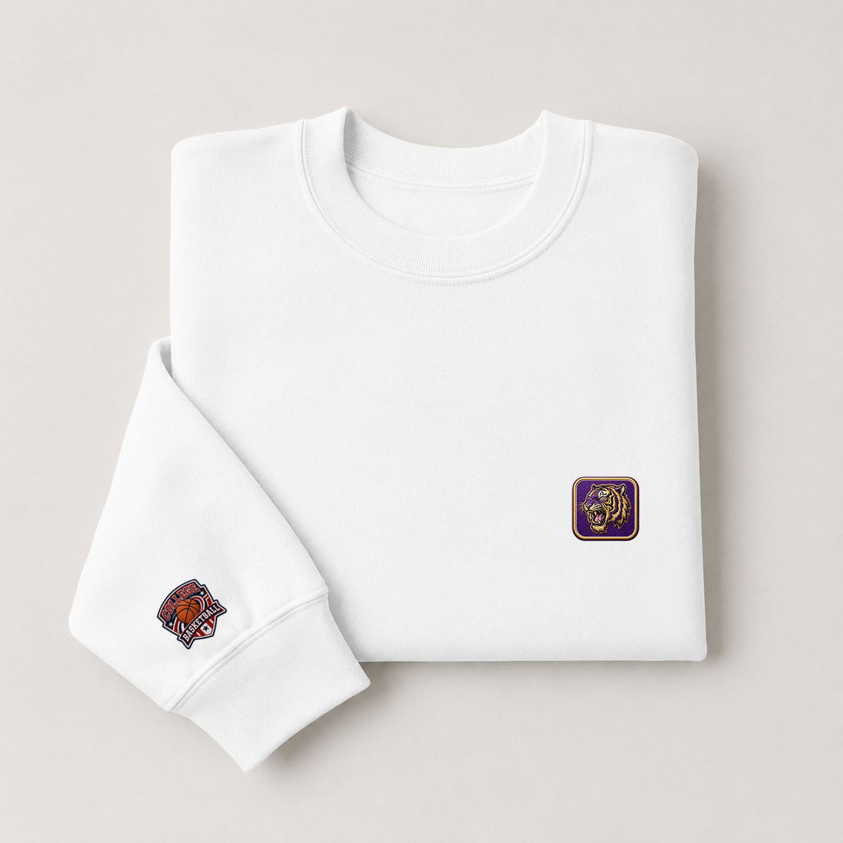 088 LSU Tigers Embroidered Logo Crewneck Sweatshirt - Unisex Adult Pullover