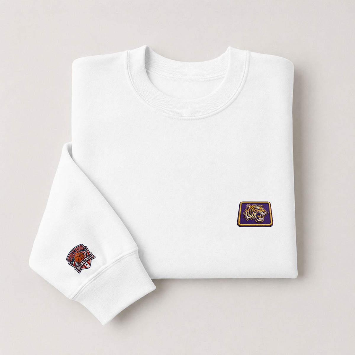 088 LSU Tigers Embroidered Logo Crewneck Sweatshirt - Unisex Adult Pullover