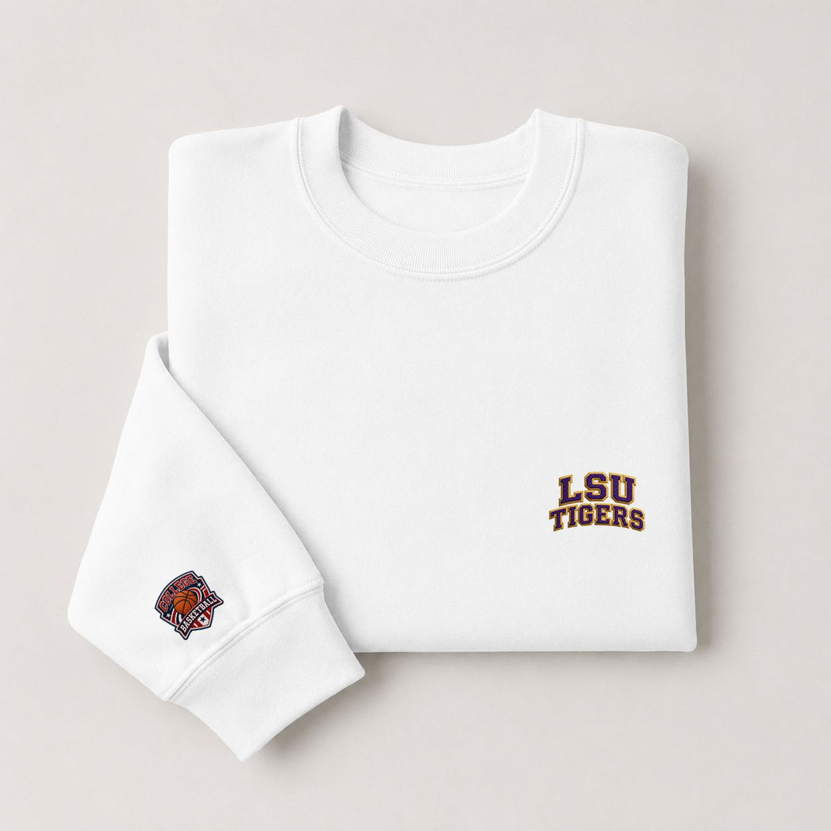 089 LSU Tigers Embroidered Logo Crewneck Sweatshirt - Unisex Adult Pullover