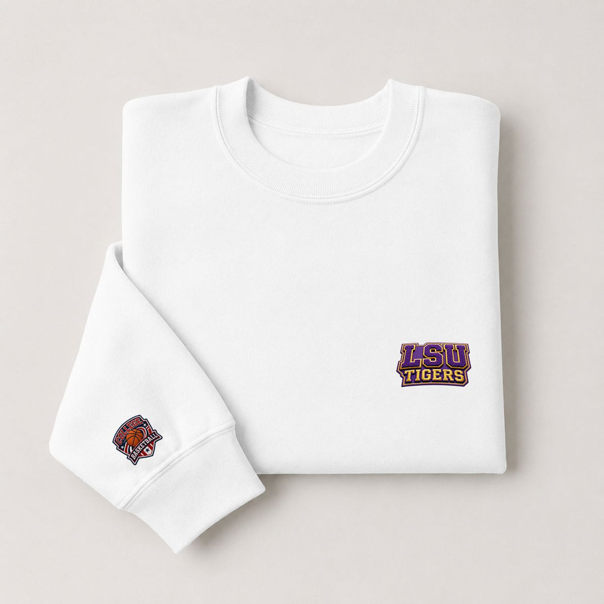 089 LSU Tigers Embroidered Logo Crewneck Sweatshirt - Unisex Adult Pullover