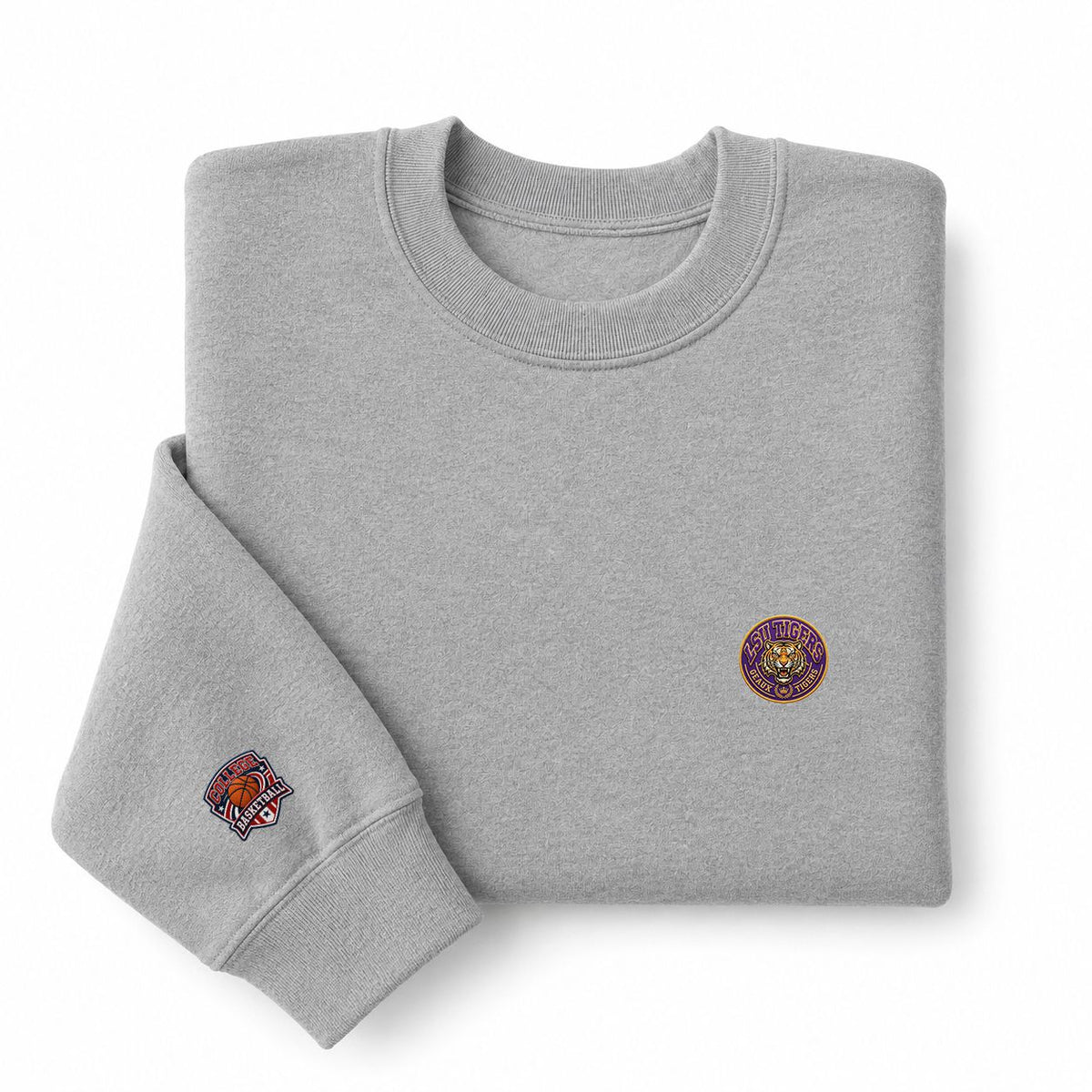 090 LSU Tigers Embroidered Logo Crewneck Sweatshirt - Unisex Adult Pullover