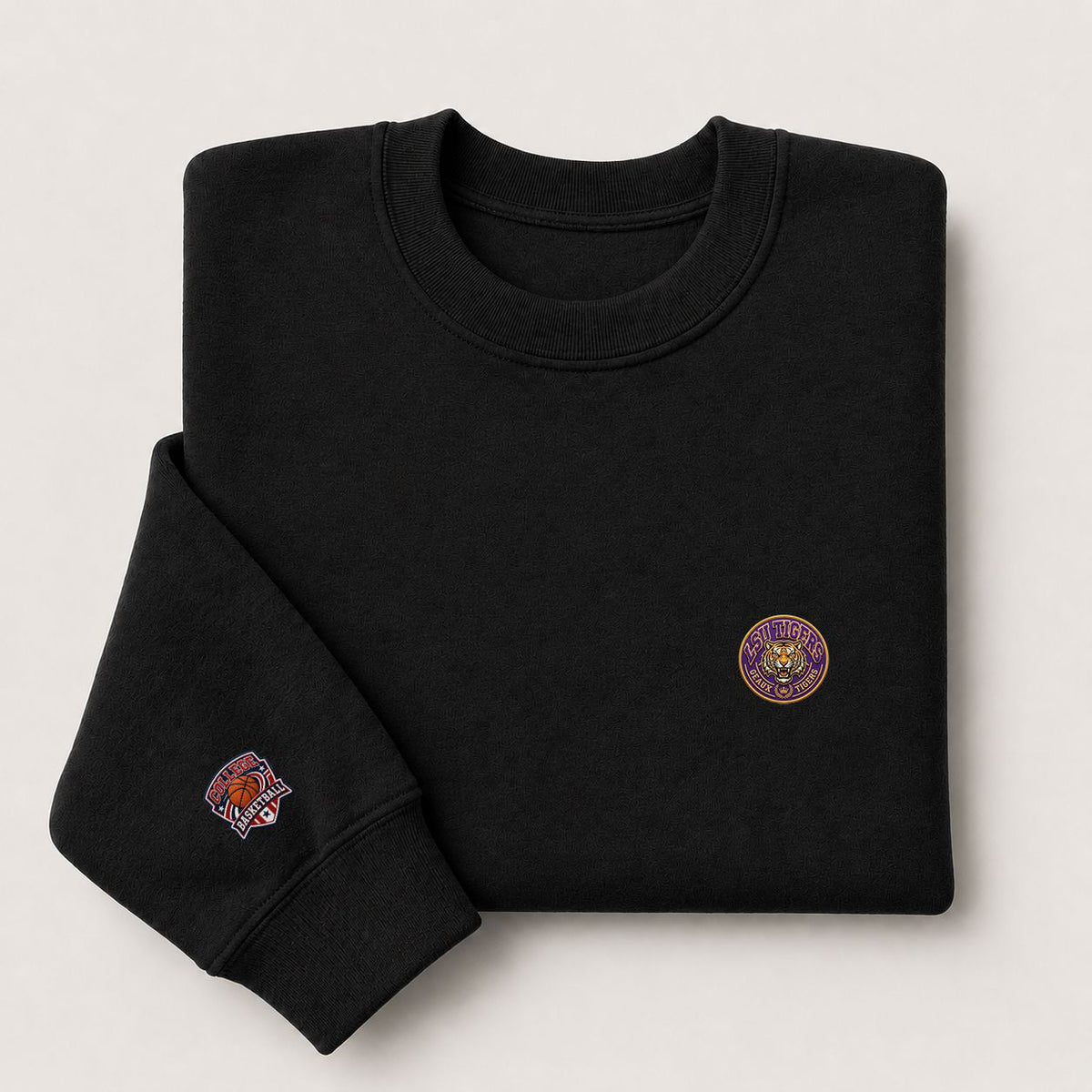 090 LSU Tigers Embroidered Logo Crewneck Sweatshirt - Unisex Adult Pullover