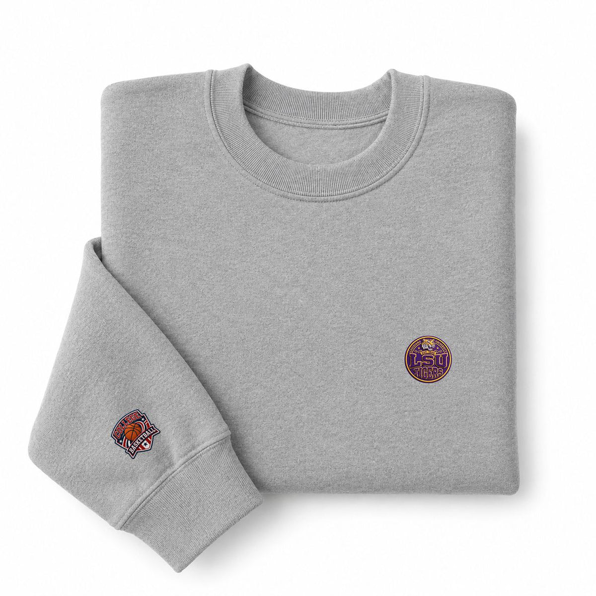 090 LSU Tigers Embroidered Logo Crewneck Sweatshirt - Unisex Adult Pullover