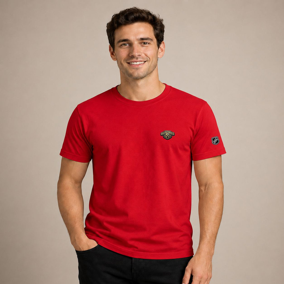 090 Vegas Golden Knights Puff Embroidered Logo T-Shirt - Unisex Short Sleeve Tee