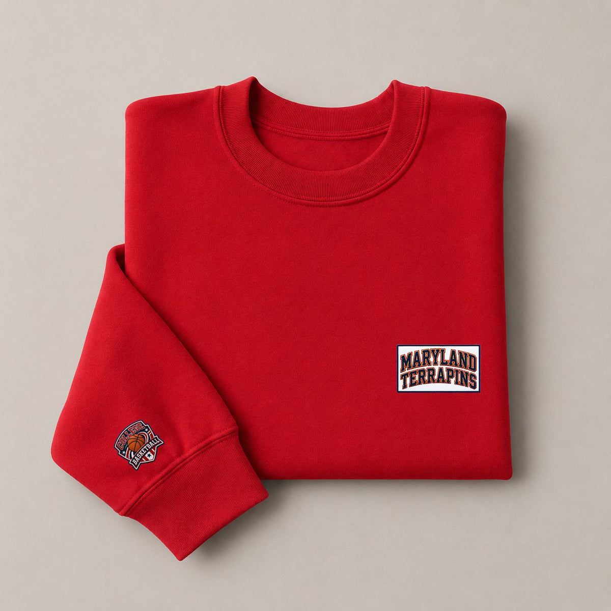 092 Maryland Terrapins Embroidered Logo Crewneck Sweatshirt - Unisex Adult Pullover