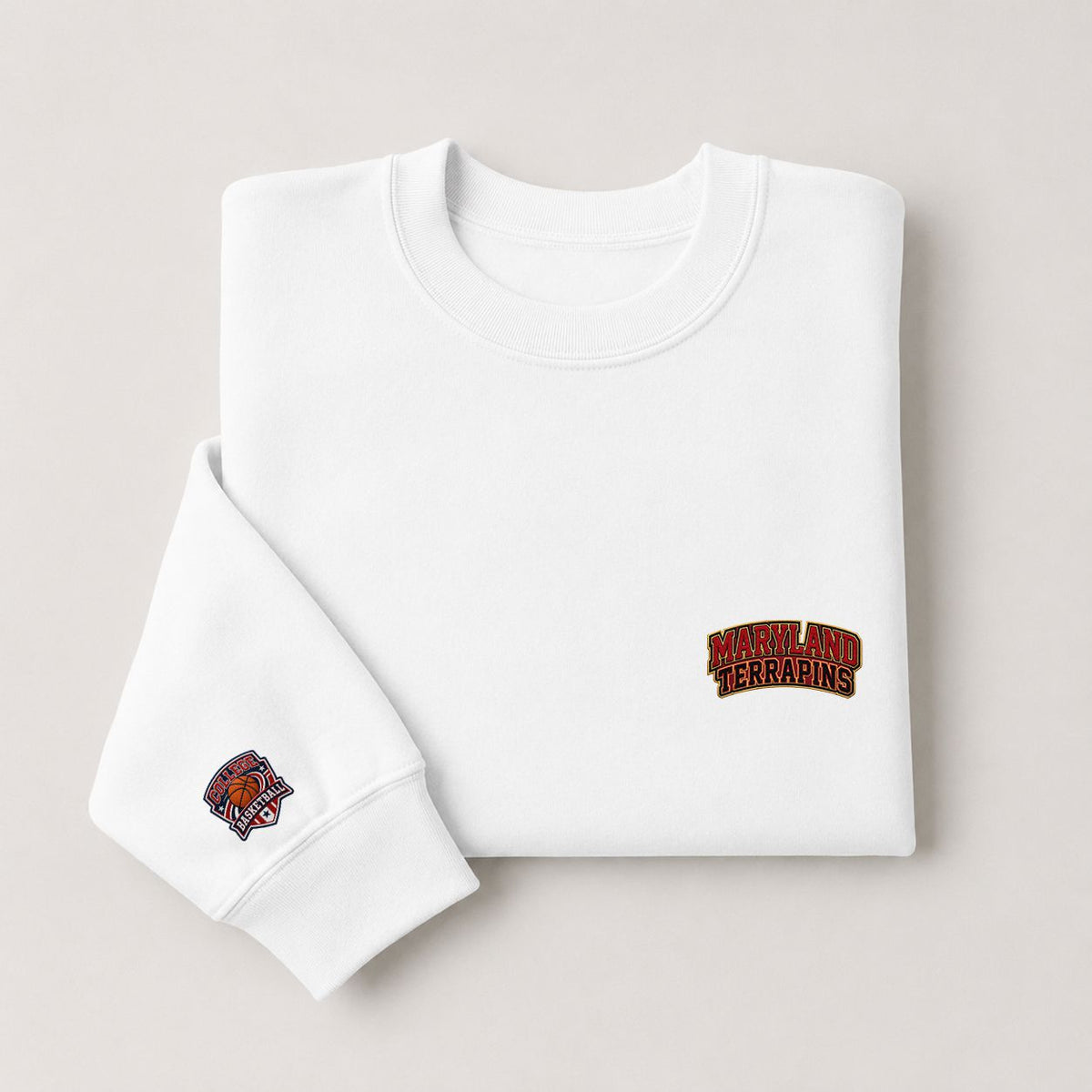 092 Maryland Terrapins Embroidered Logo Crewneck Sweatshirt - Unisex Adult Pullover