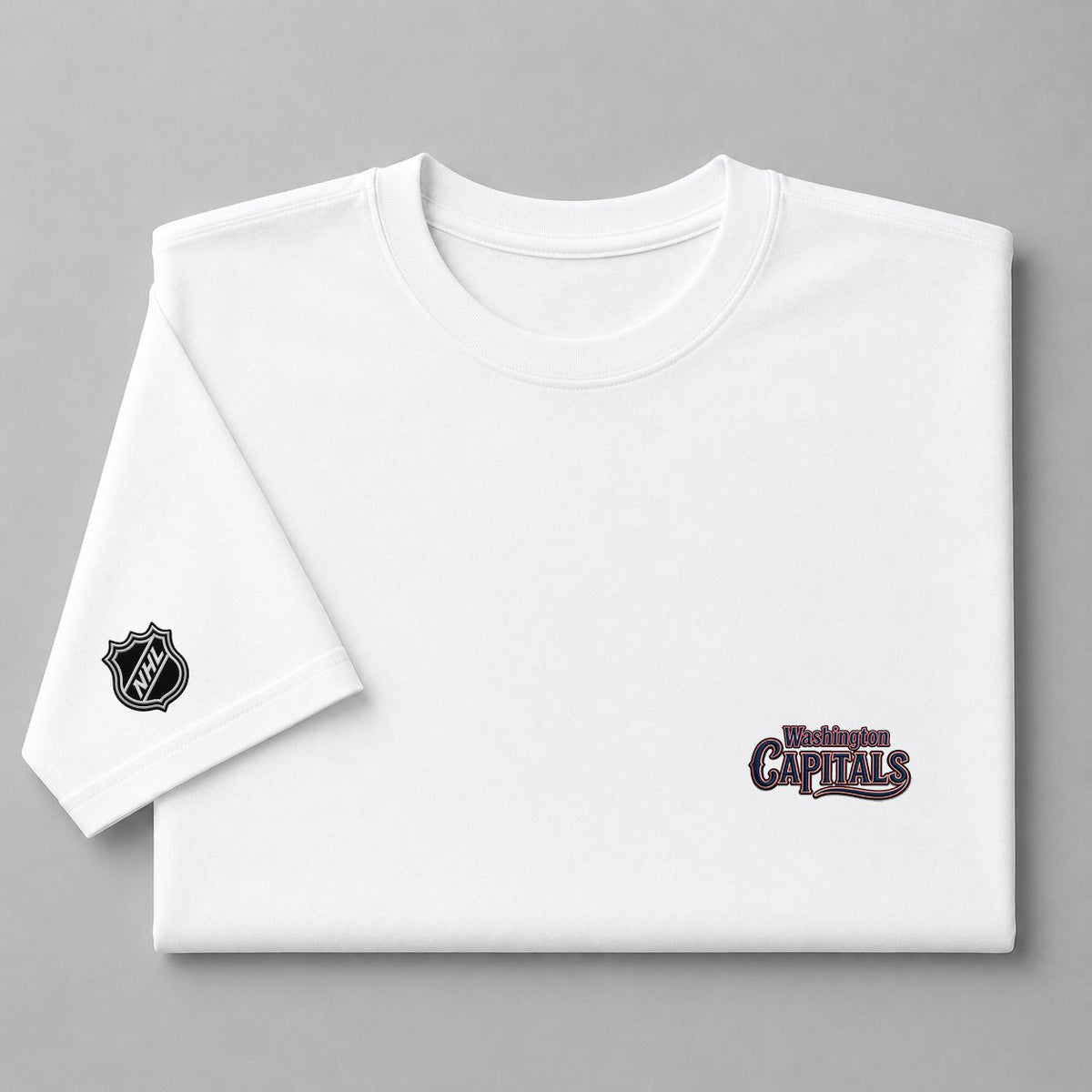 092 Washington Capitals Puff Embroidered Logo T-Shirt - Unisex Short Sleeve Tee
