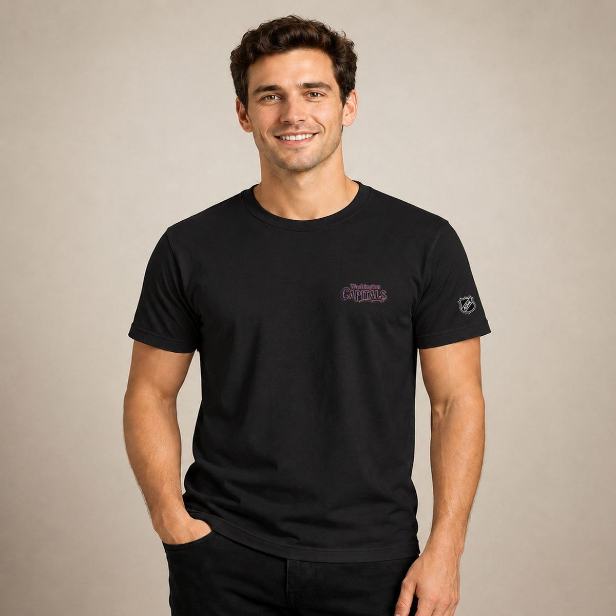 092 Washington Capitals Puff Embroidered Logo T-Shirt - Unisex Short Sleeve Tee