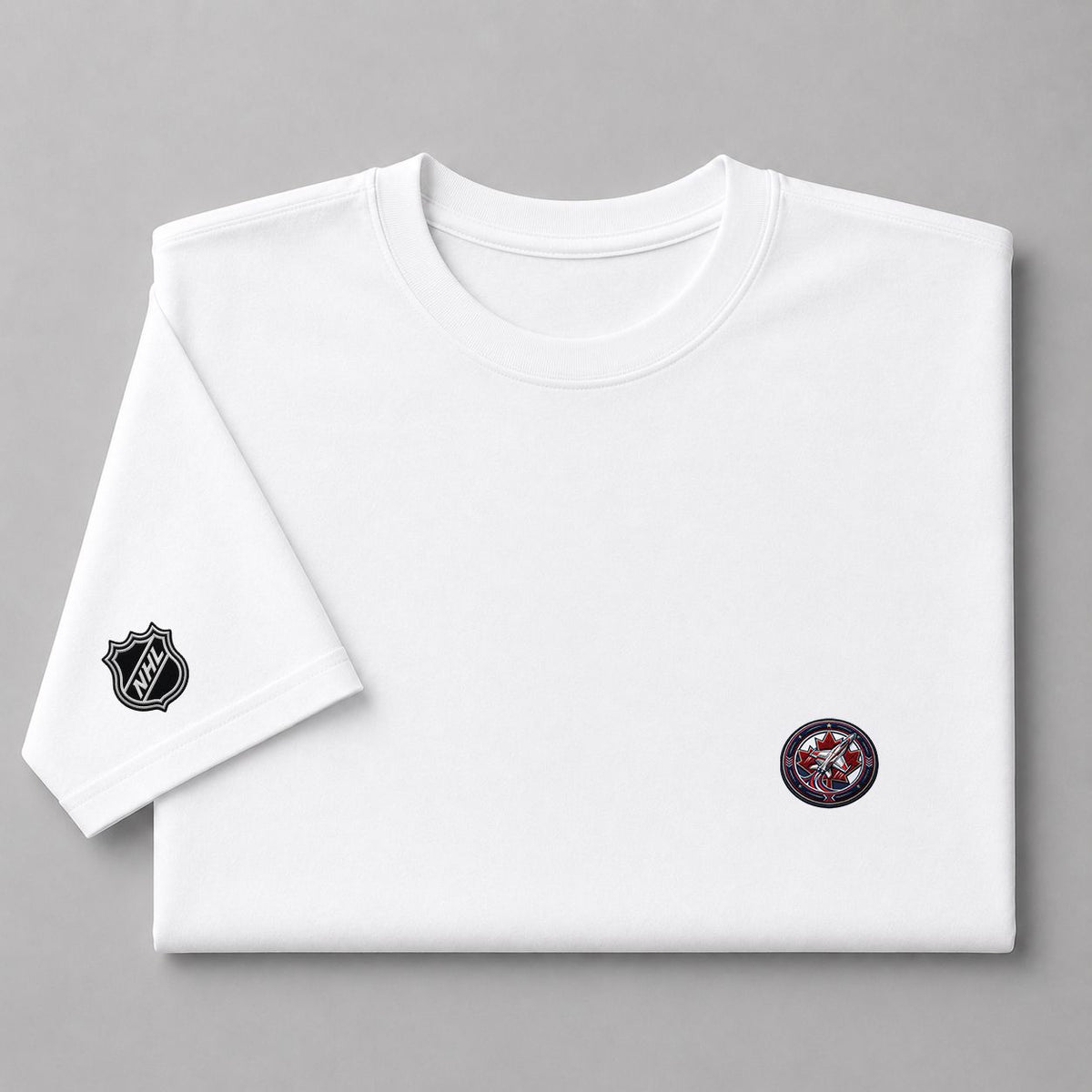 094 Winnipeg Jets Puff Embroidered Logo T-Shirt - Unisex Short Sleeve Tee