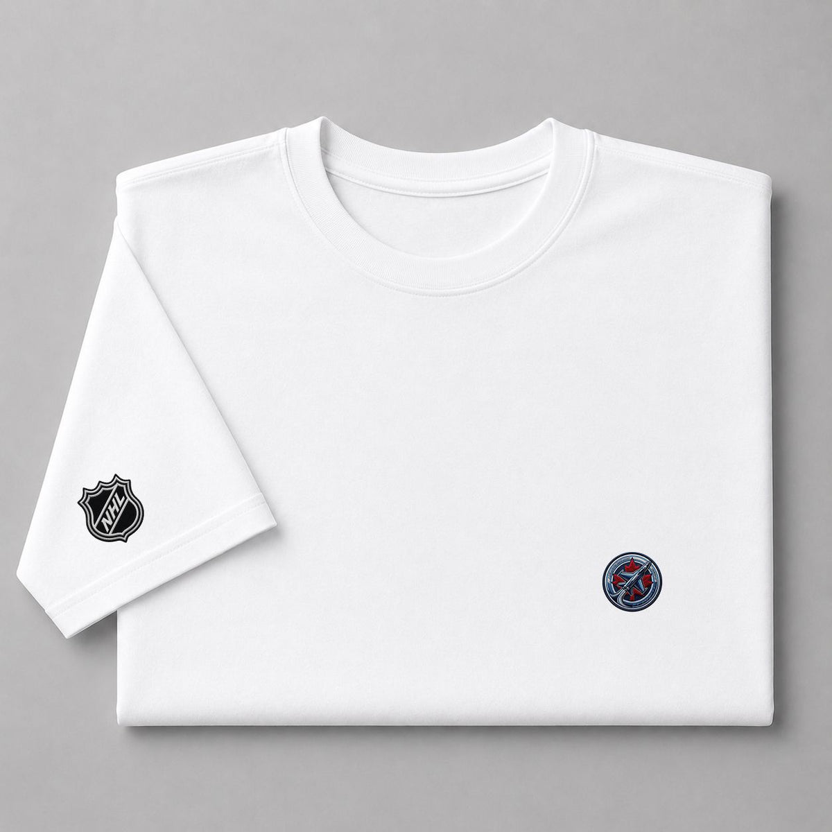094 Winnipeg Jets Puff Embroidered Logo T-Shirt - Unisex Short Sleeve Tee
