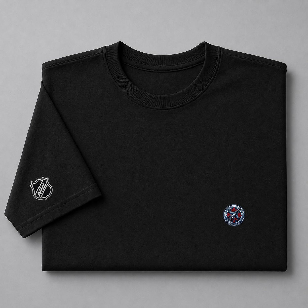 094 Winnipeg Jets Puff Embroidered Logo T-Shirt - Unisex Short Sleeve Tee