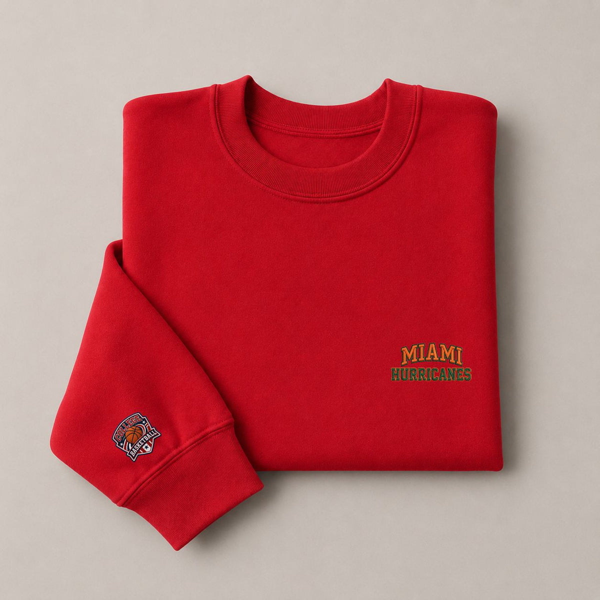 095 Miami Hurricanes Embroidered Logo Crewneck Sweatshirt - Unisex Adult Pullover