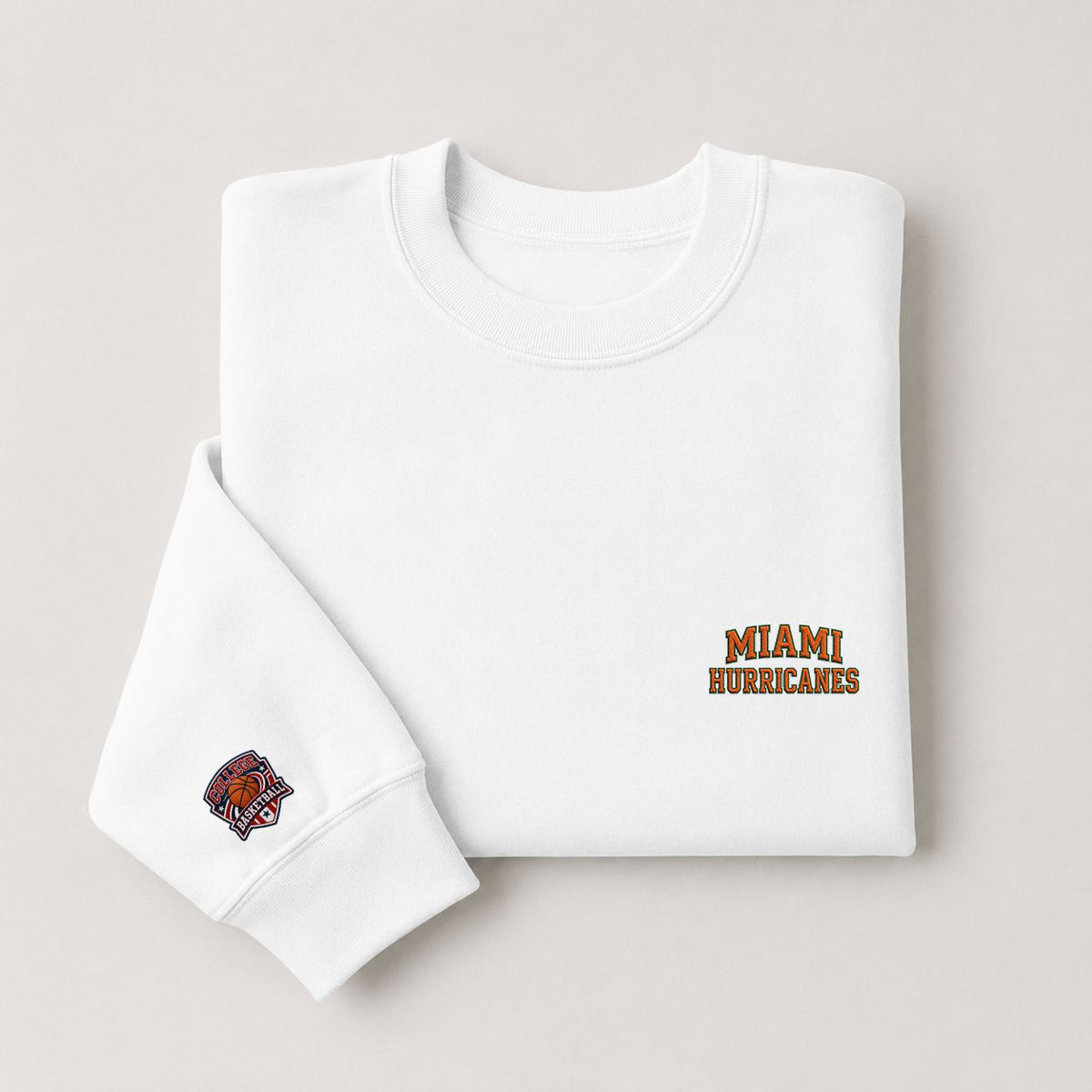 095 Miami Hurricanes Embroidered Logo Crewneck Sweatshirt - Unisex Adult Pullover