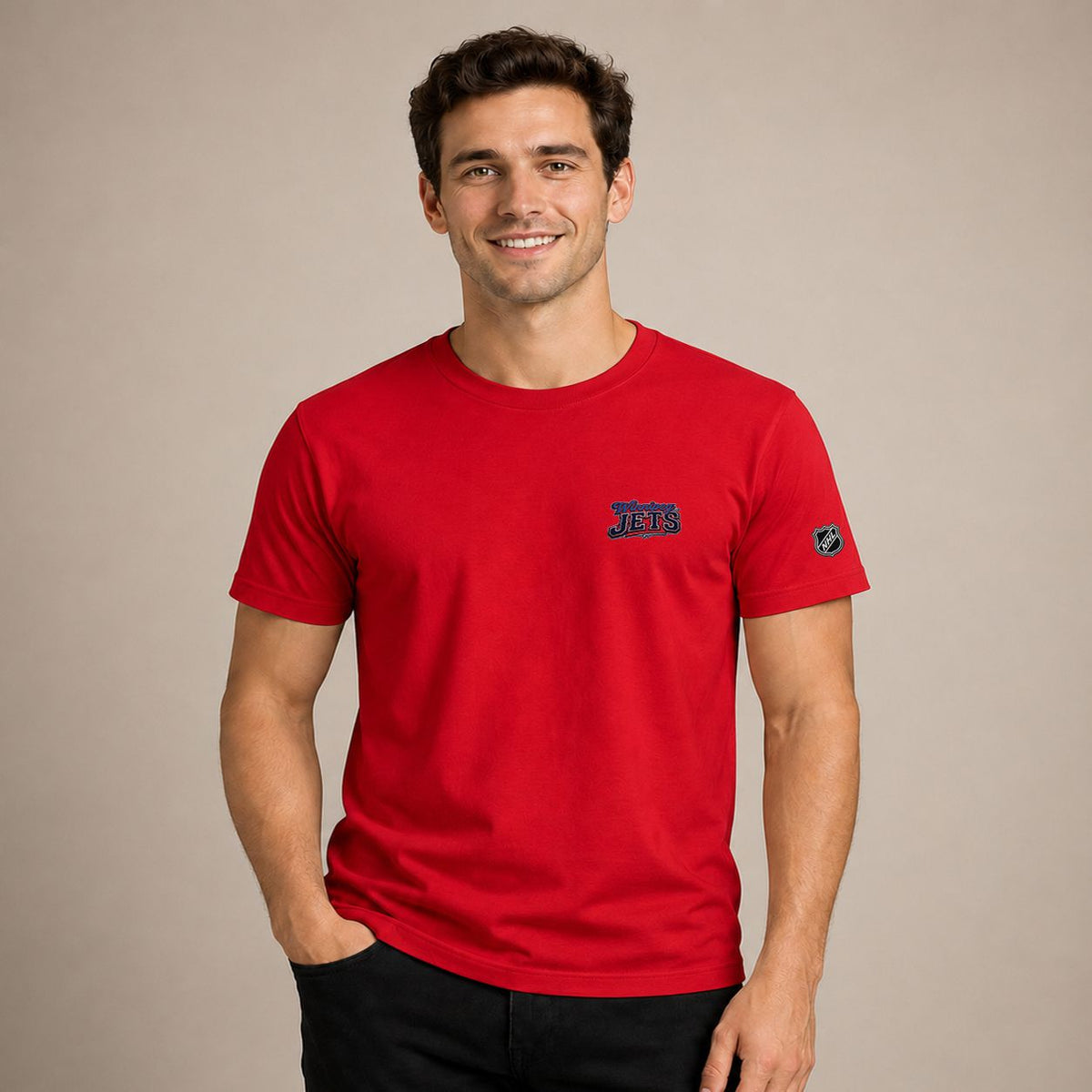 095 Winnipeg Jets Puff Embroidered Logo T-Shirt - Unisex Short Sleeve Tee