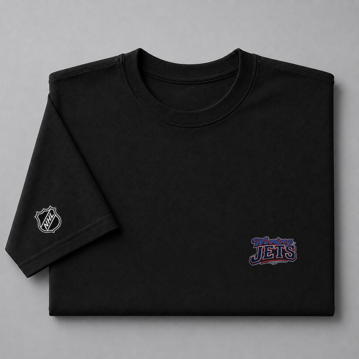 095 Winnipeg Jets Puff Embroidered Logo T-Shirt - Unisex Short Sleeve Tee