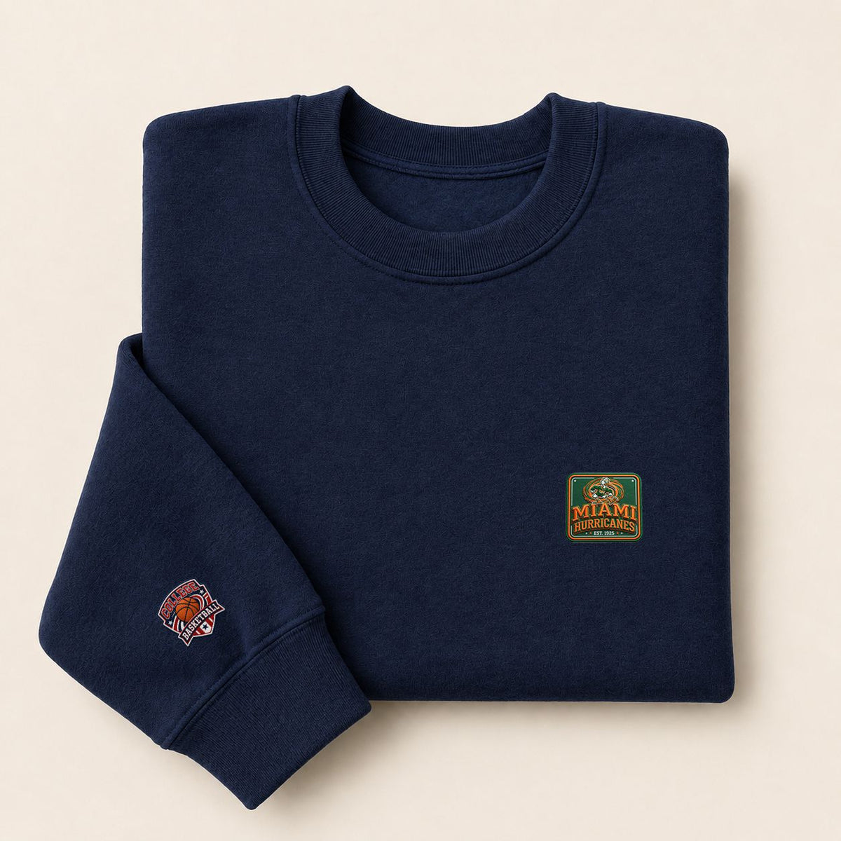 096 Miami Hurricanes Embroidered Logo Crewneck Sweatshirt - Unisex Adult Pullover