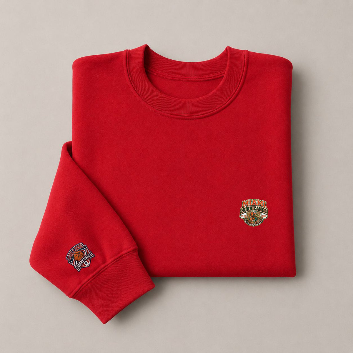 096 Miami Hurricanes Embroidered Logo Crewneck Sweatshirt - Unisex Adult Pullover