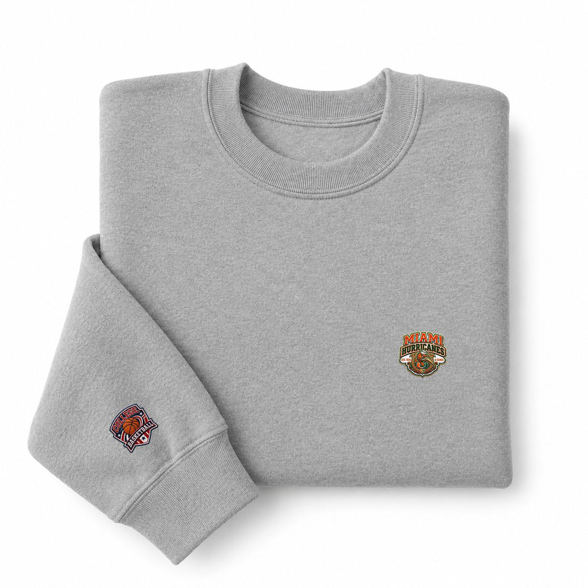 096 Miami Hurricanes Embroidered Logo Crewneck Sweatshirt - Unisex Adult Pullover