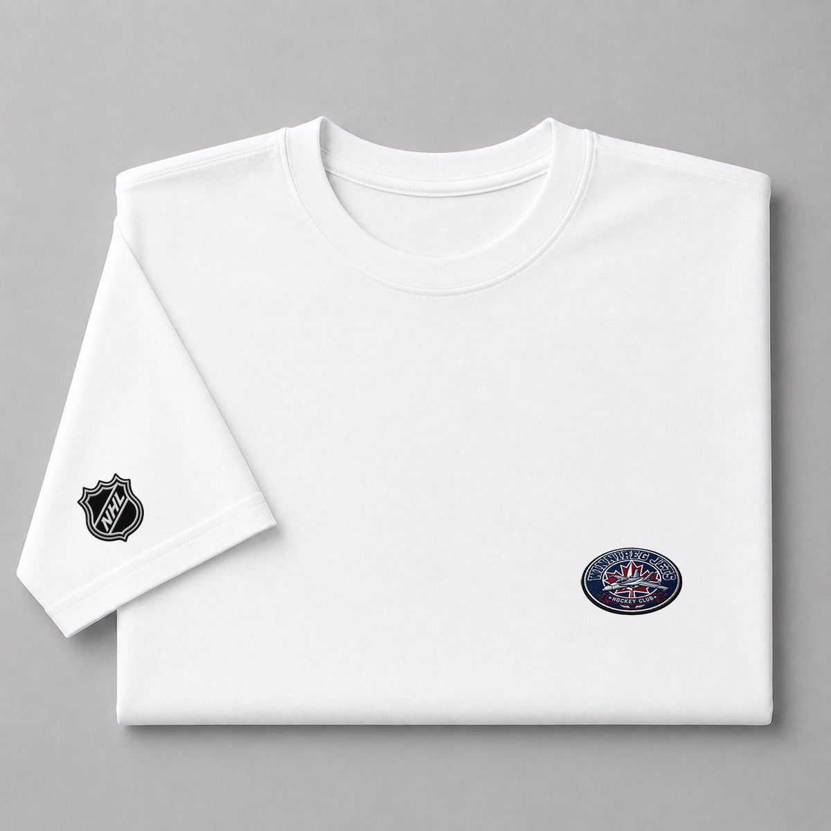 096 Winnipeg Jets Puff Embroidered Logo T-Shirt - Unisex Short Sleeve Tee