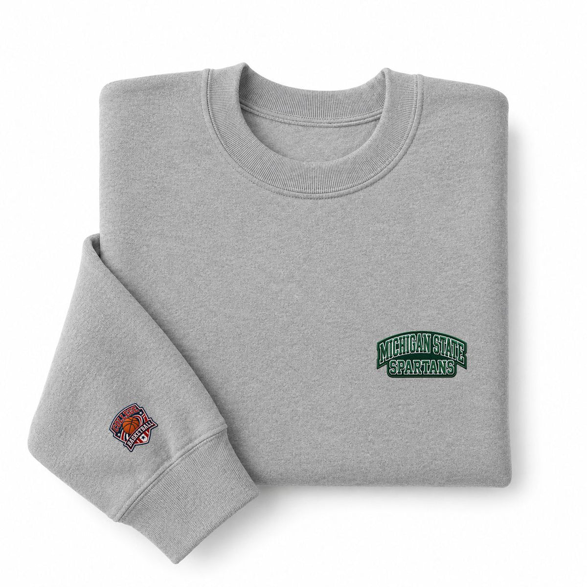 098 Michigan State Spartans Embroidered Logo Crewneck Sweatshirt - Unisex Adult Pullover