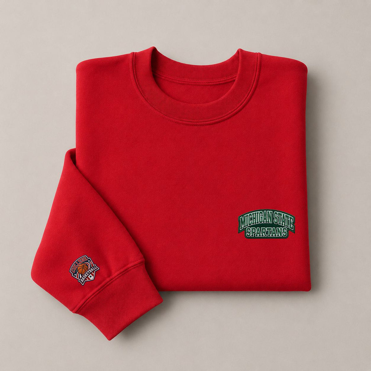 098 Michigan State Spartans Embroidered Logo Crewneck Sweatshirt - Unisex Adult Pullover