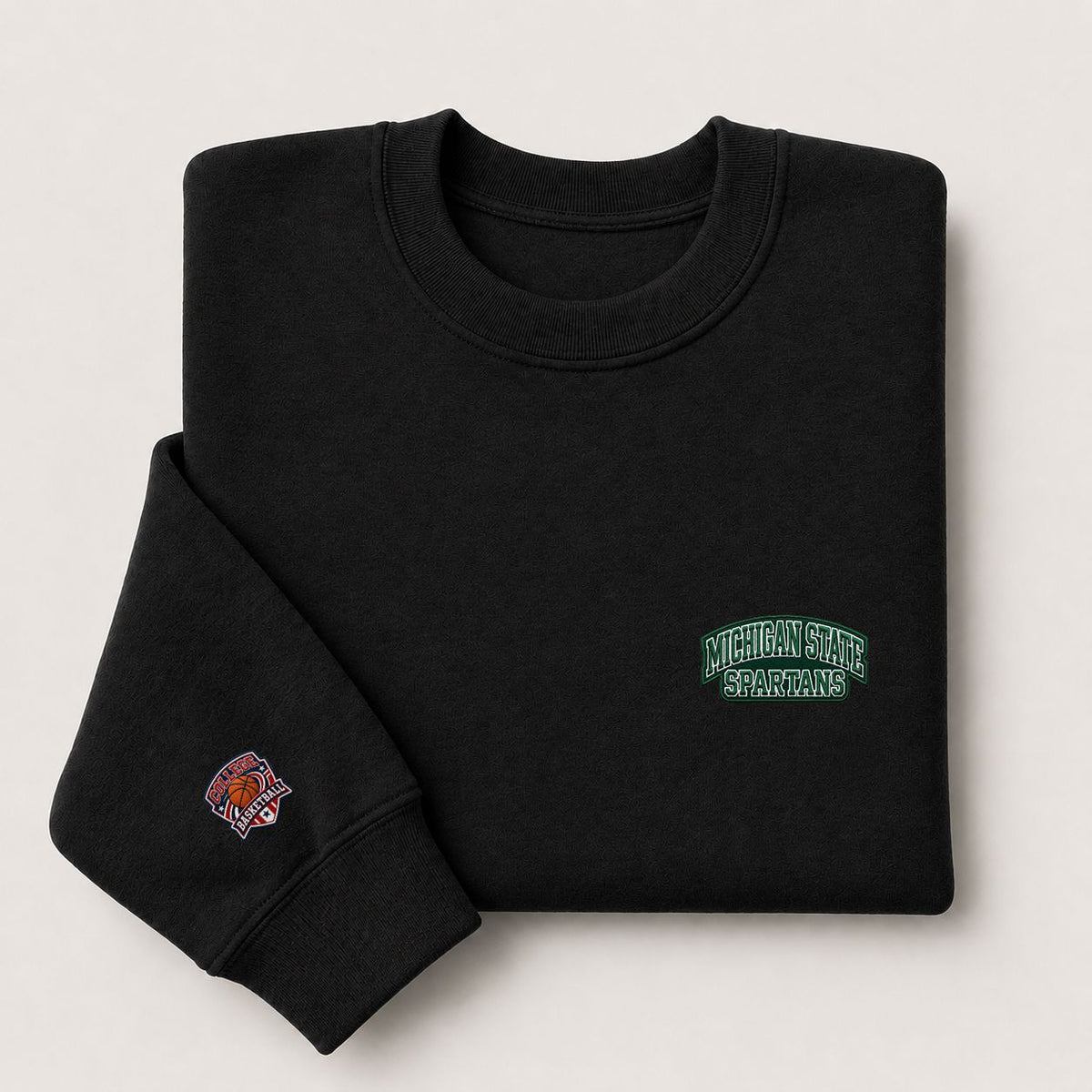 098 Michigan State Spartans Embroidered Logo Crewneck Sweatshirt - Unisex Adult Pullover
