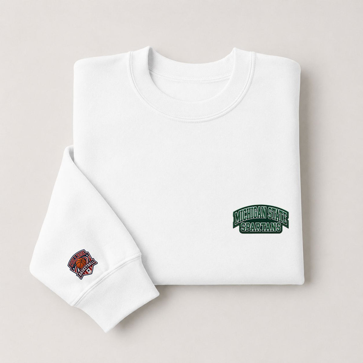 098 Michigan State Spartans Embroidered Logo Crewneck Sweatshirt - Unisex Adult Pullover