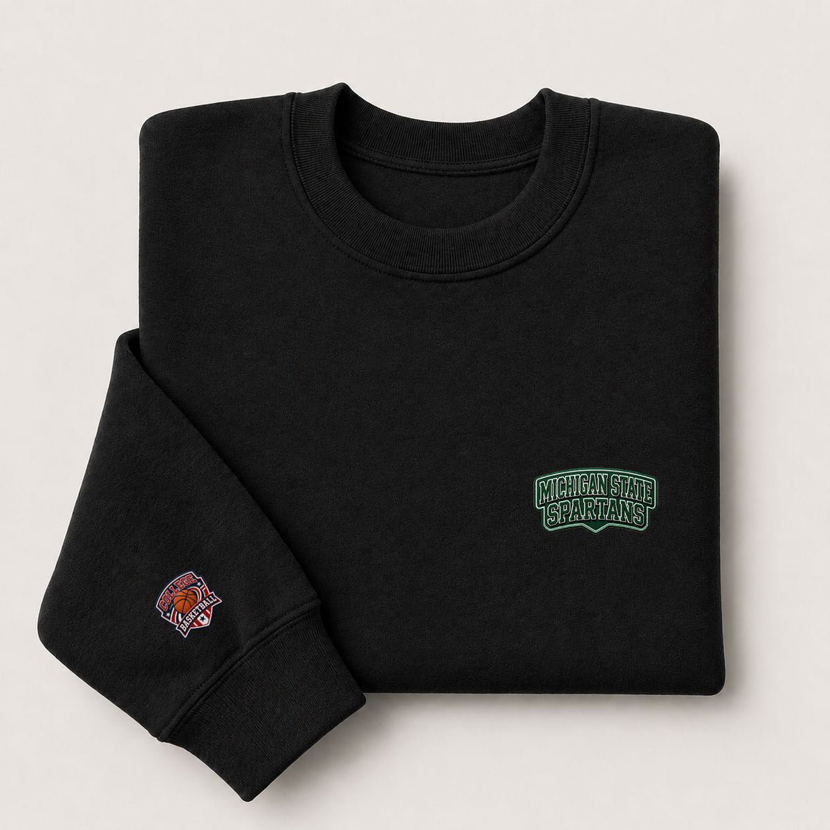 098 Michigan State Spartans Embroidered Logo Crewneck Sweatshirt - Unisex Adult Pullover