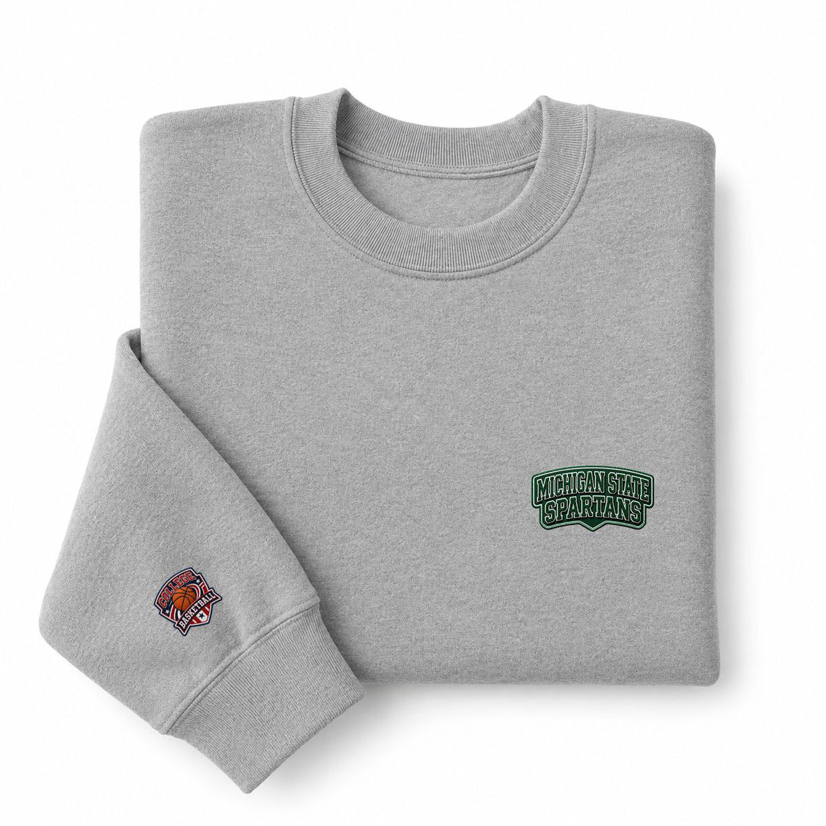 098 Michigan State Spartans Embroidered Logo Crewneck Sweatshirt - Unisex Adult Pullover