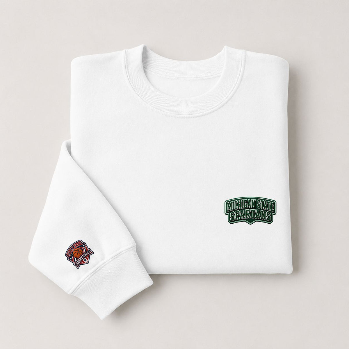 098 Michigan State Spartans Embroidered Logo Crewneck Sweatshirt - Unisex Adult Pullover