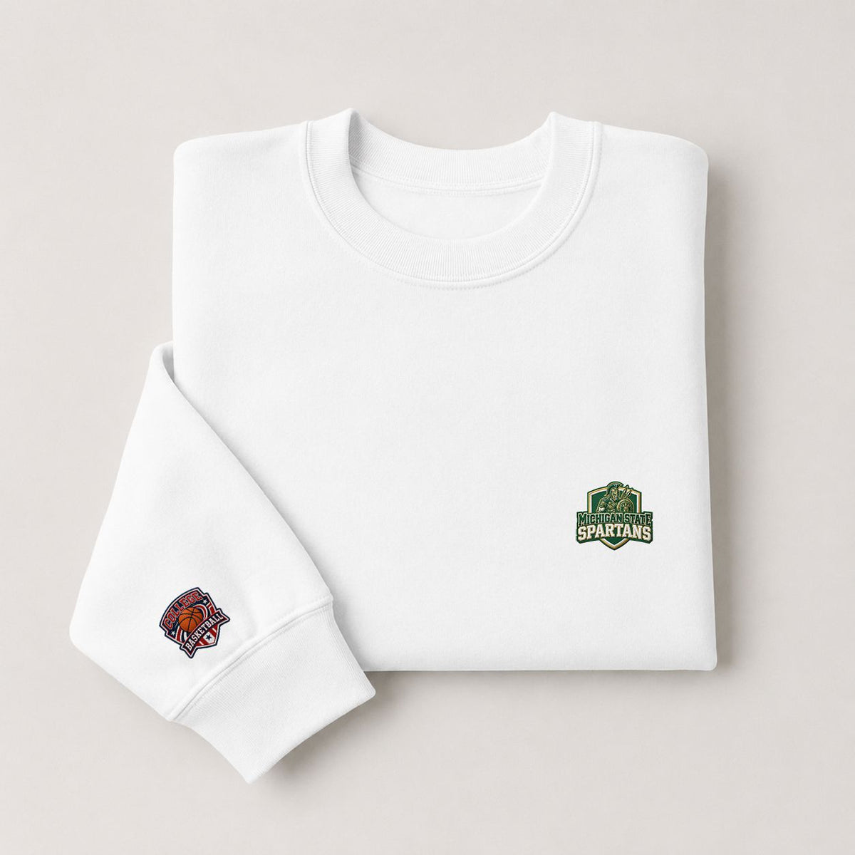 099 Michigan State Spartans Embroidered Logo Crewneck Sweatshirt - Unisex Adult Pullover