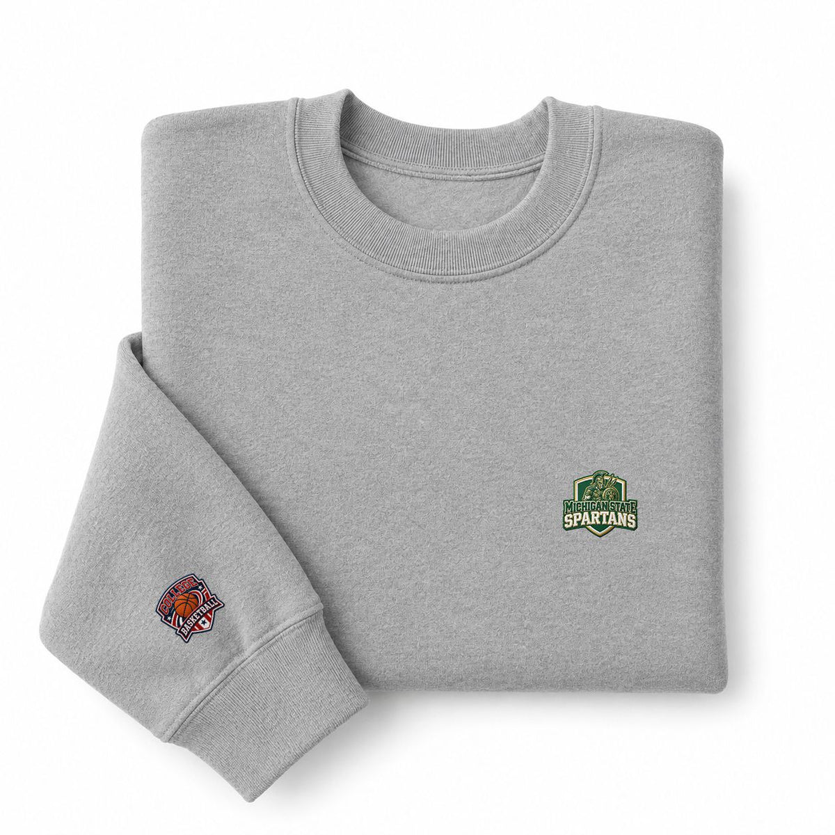 099 Michigan State Spartans Embroidered Logo Crewneck Sweatshirt - Unisex Adult Pullover