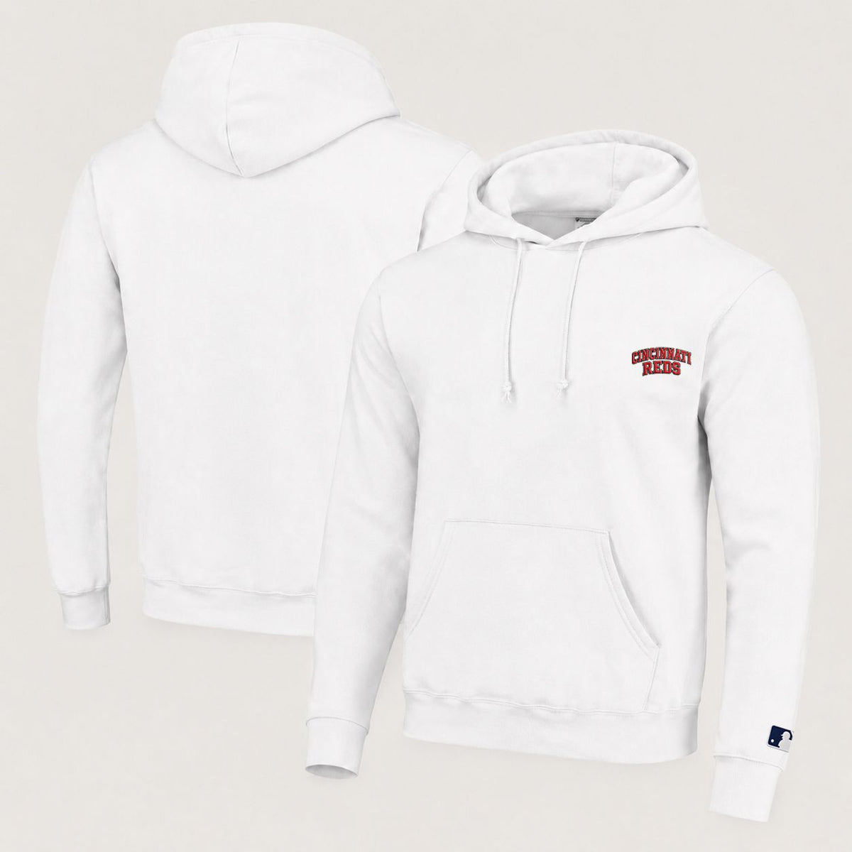 Cincinnati Reds Embroidery Style Pullover Hoodie - Embroidered Logo Fleece Sweatshirt