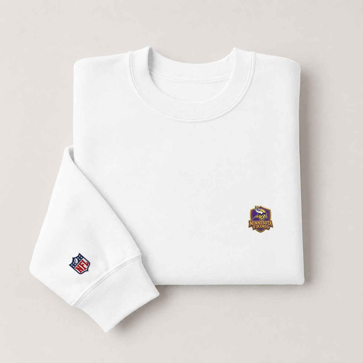 Minnesota Vikings Embroidered Logo Crewneck Sweatshirt - Unisex Adult Pullover