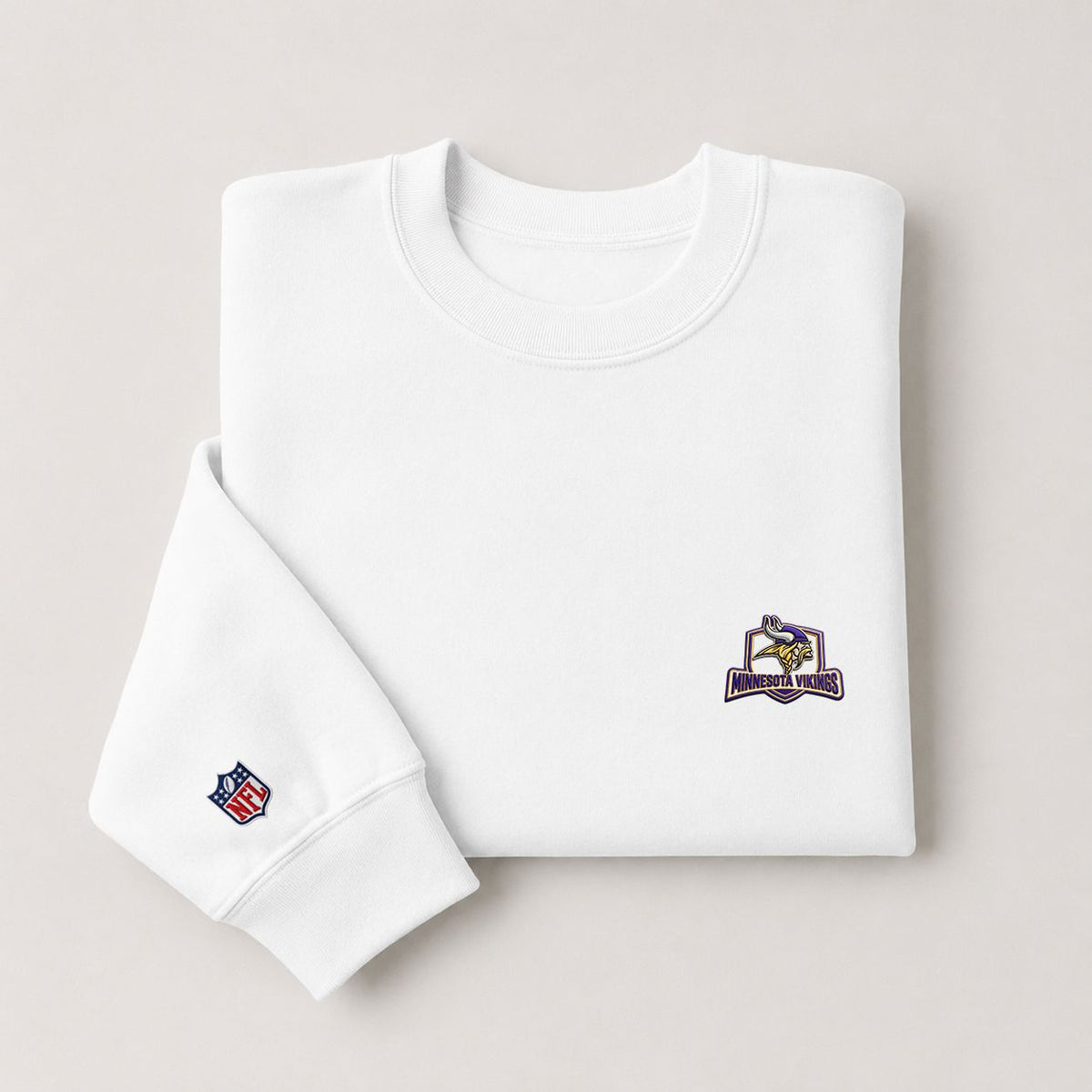 Minnesota Vikings Embroidered Logo Crewneck Sweatshirt - Unisex Adult Pullover